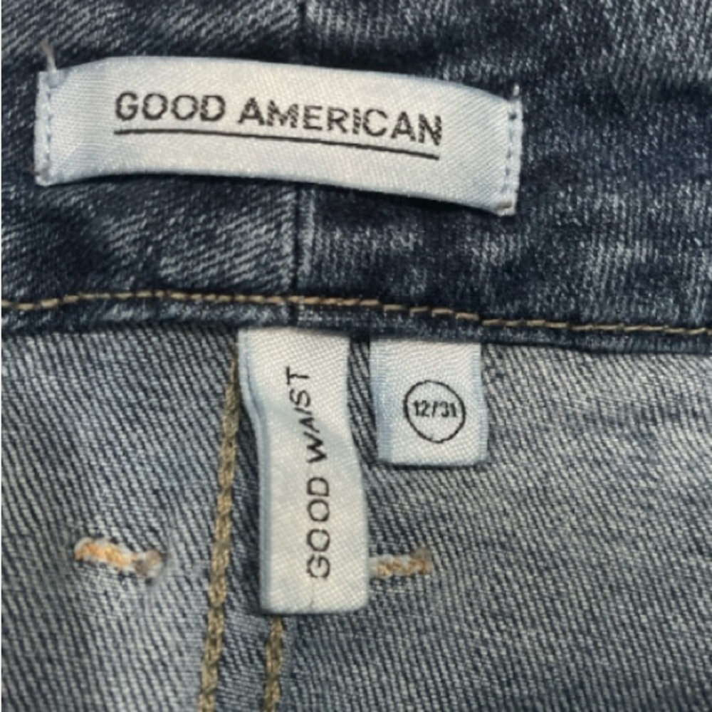Good American Blue Distressed Skinny Jeans Size 12/31 - Picture 2 of 5